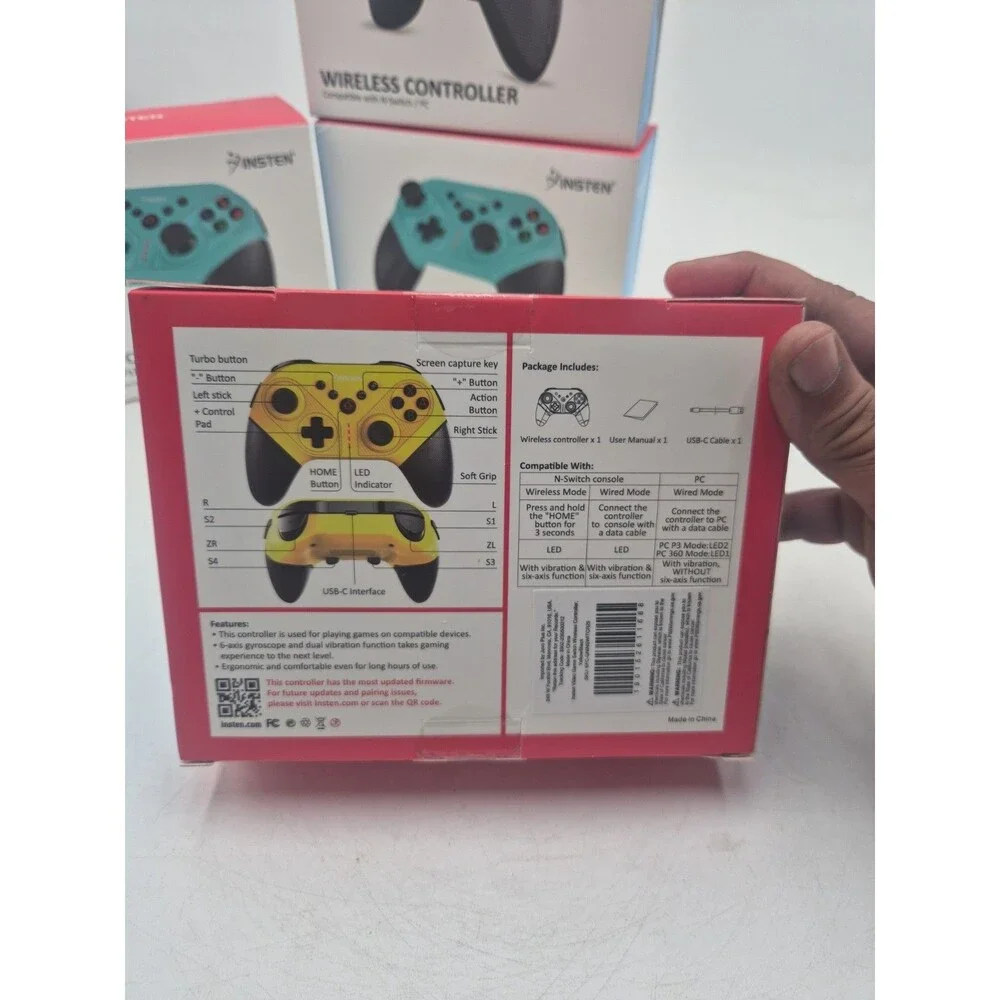 Insten Wireless Controller Lot Of 4 New PC/switch 1 Black ,yellow,greenish
